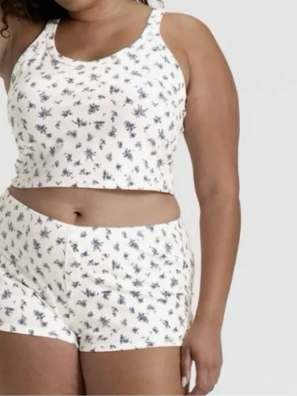 wild fable Cream Floral Cropped Tank & Shorts Sleep Set